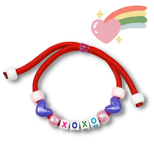 Colorful XOXO Beaded Block Bracelet