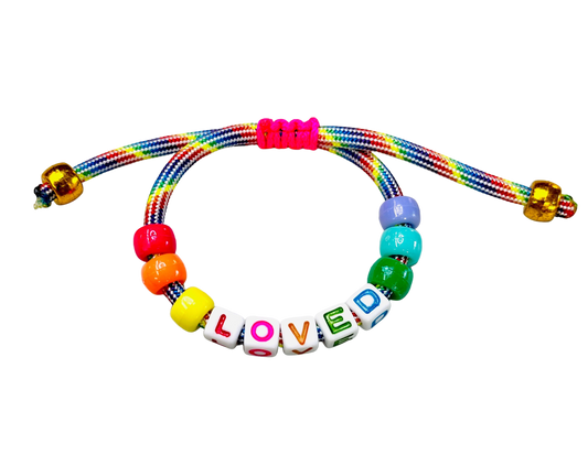 Colorful Loved Beaded Block Bracelet