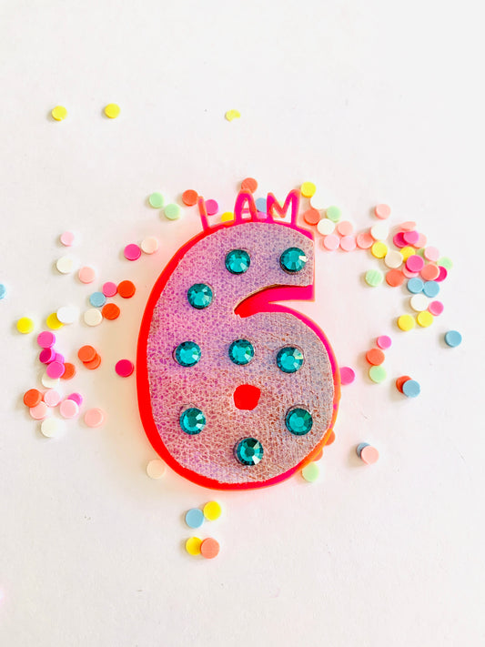 Acrylic and Rhinestone Birthday Number Pin