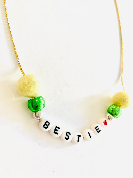 bestie pom pom necklace