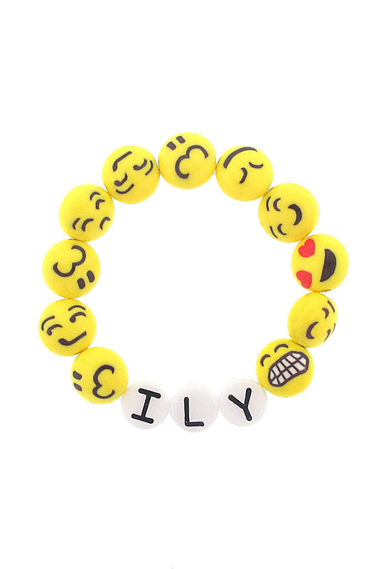 'ILY' I Love You Emoji Stretch Bracelet