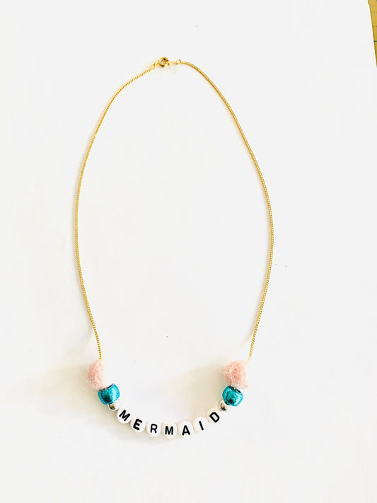 mermaid pom pom necklace