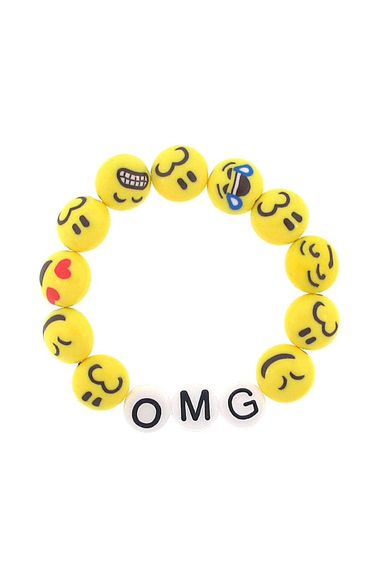 'OMG' Oh My God Emoji Stretch Bracelet